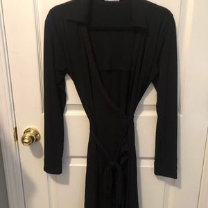 Calvin Klein Long Sleeve Black Wrap Dress